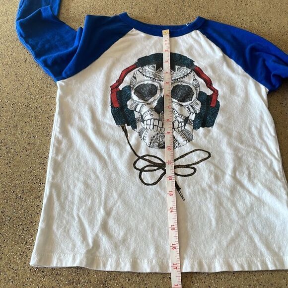 GAP kids skull with headphones baseball style long sleeve T-shirt - Picture 7 of 8